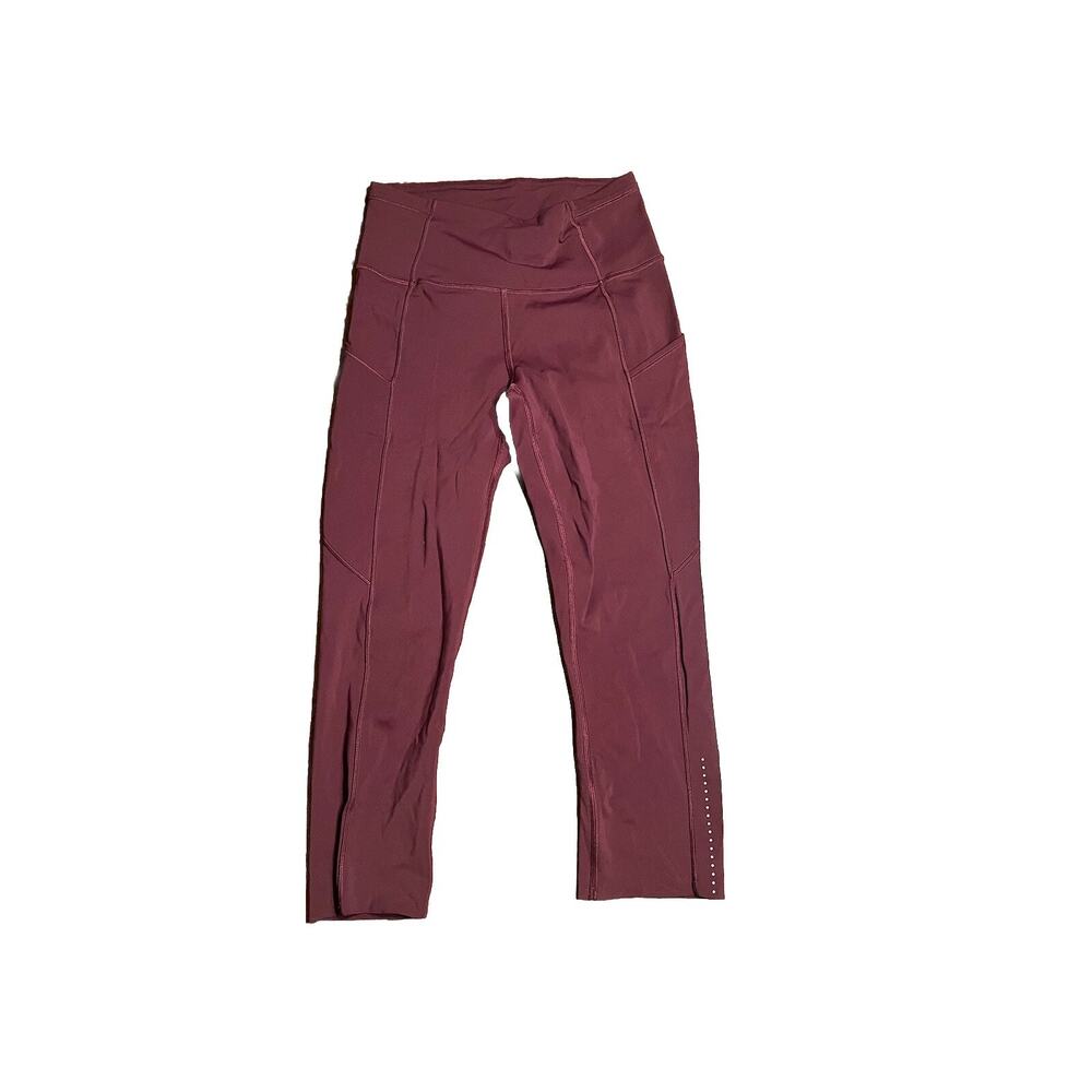 Lululemon Leggings Size 4 Burgundy Cropped Yoga Workout Running